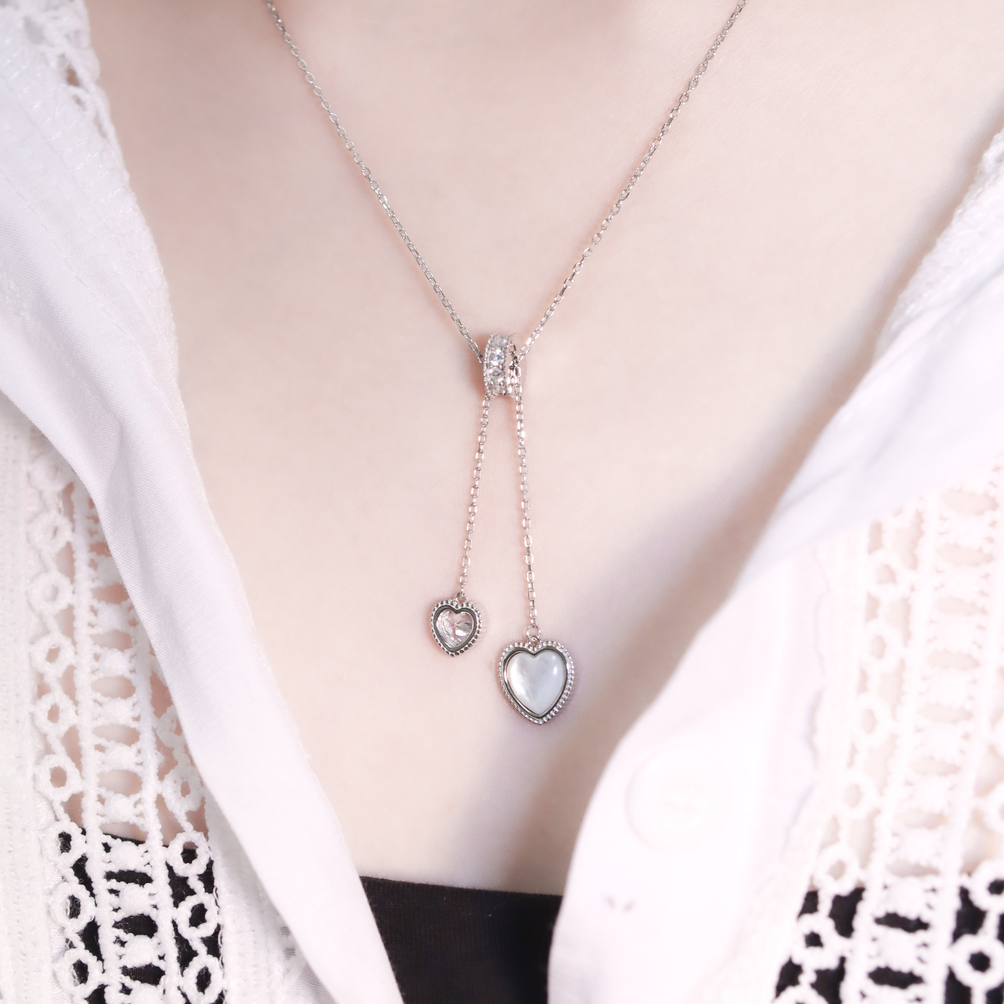 | 925純銀・厚鍍白金 | 愛意鞦韆項鍊 | NE1388 |