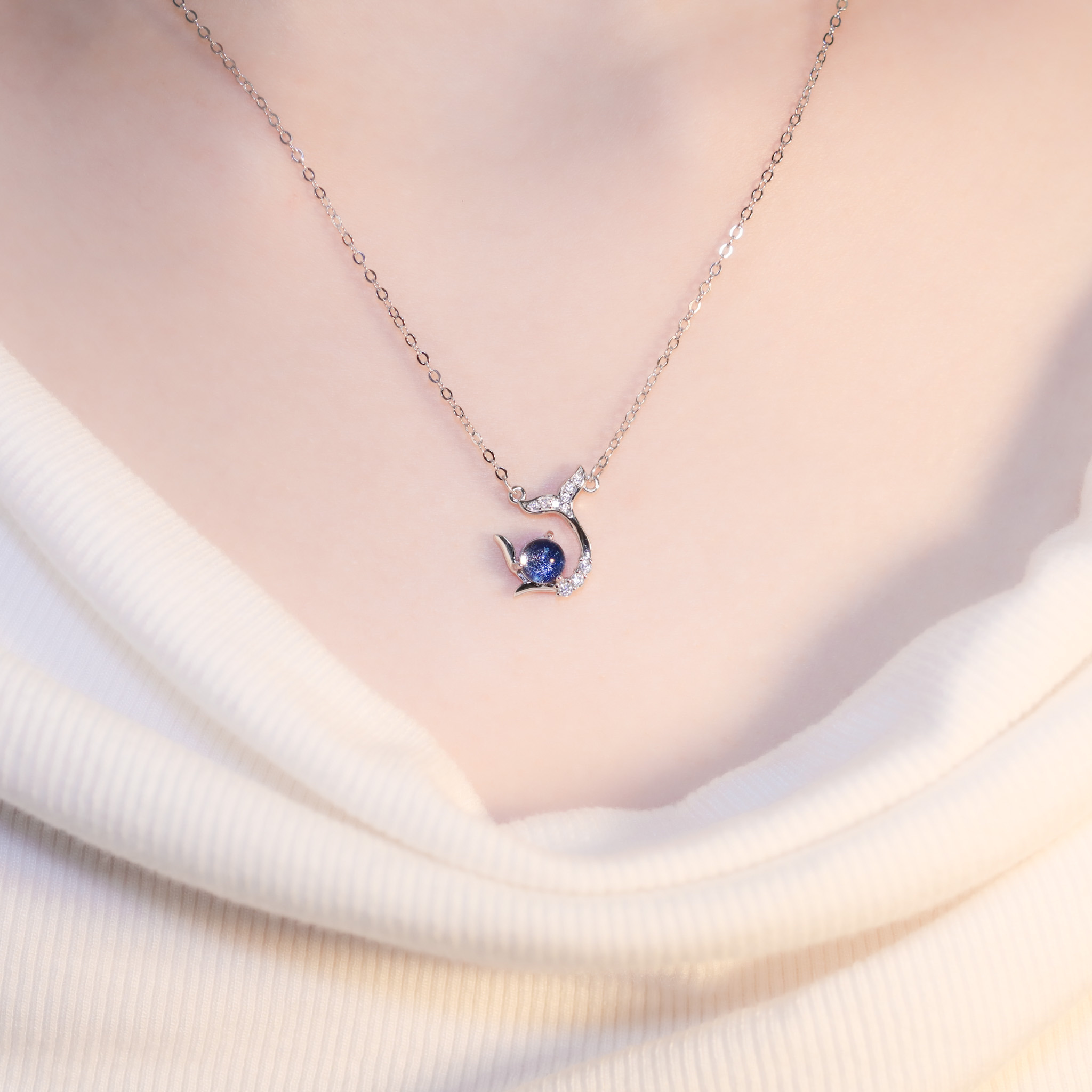 | 925純銀・厚鍍白金・ 琉璃 | 星海裏的勇氣項鍊| NE1381 |