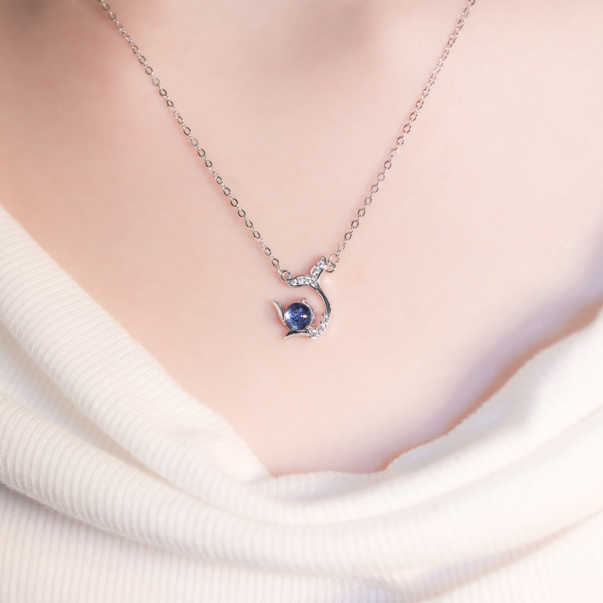 | 925純銀・厚鍍白金・ 琉璃 | 星海裏的勇氣項鍊| NE1381 |