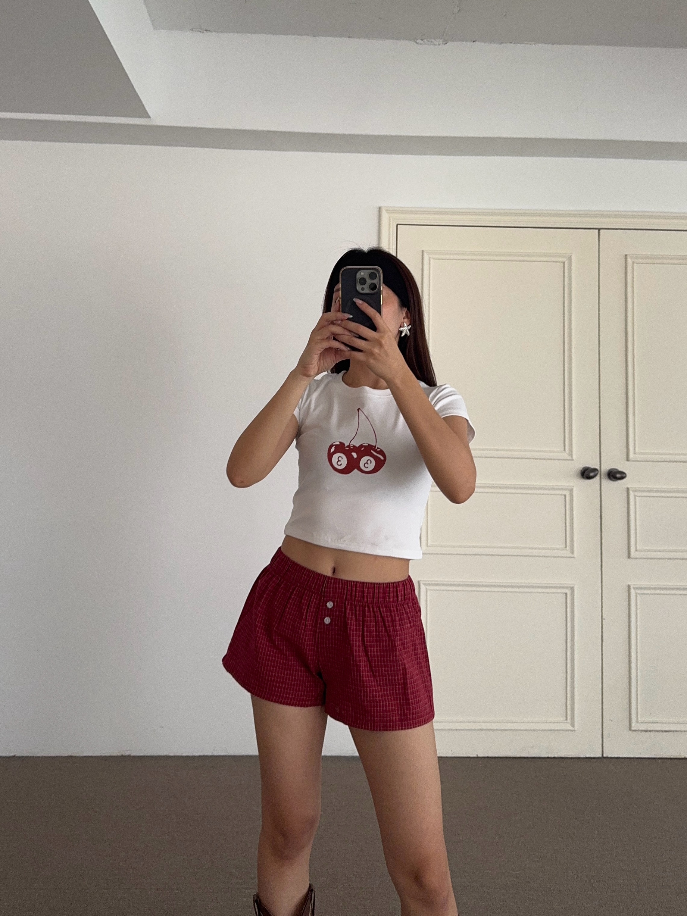 美式紅格小短褲🍓