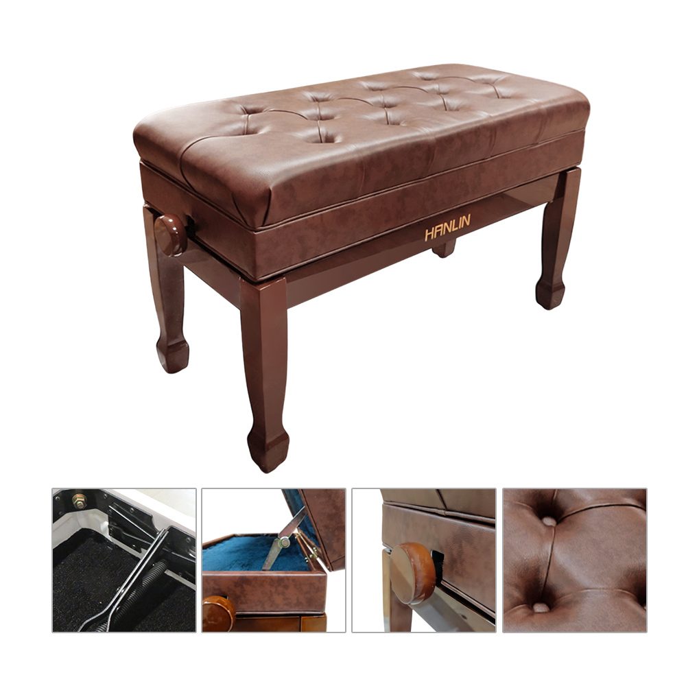 HANLIN P-DB0121CA 咖啡木紋款 超值感 頂級豪華 有書箱 雙人 鋼琴升降椅 質感 鋼琴椅  快速升降 紮實座面 支撐大腿 大寬面 久坐 舒服 舒適 屁股不痛 名牌鋼琴椅 質感 鋼琴教學 音樂教室 演奏廳 練習室 音樂人 音樂家 表演 演藝 舞台 管樂 大提琴 豎琴 椅子