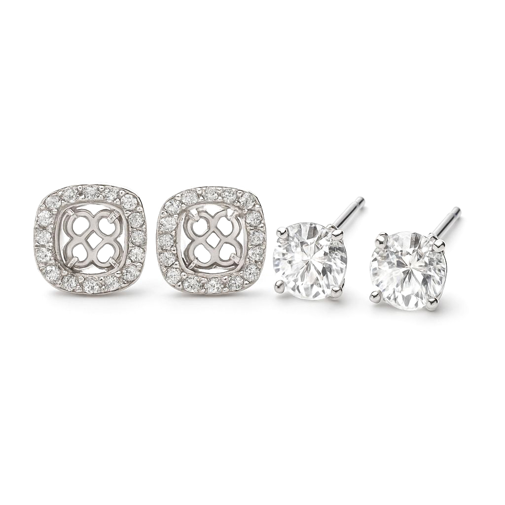 18K白金 實驗室培育鑽石耳環