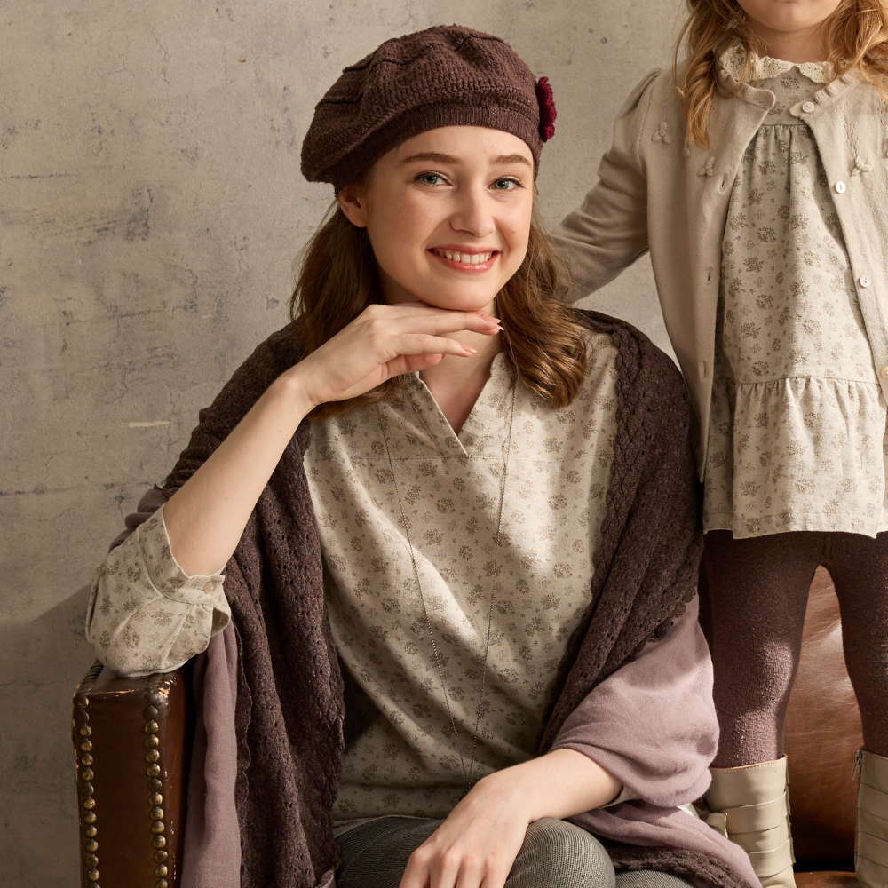 PIPPY印花棉麻長版上衣 棕