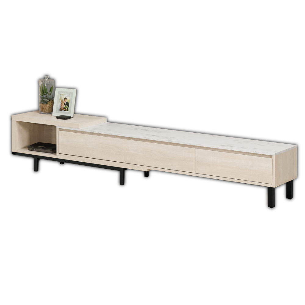 妮絲8尺三抽仿石面伸縮電視櫃/長櫃/視聽櫃