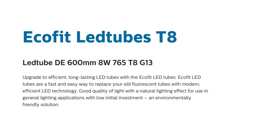 飛利浦 LED TUBE DE 8W LED T8 600MM 765 740 雙端 LED燈管