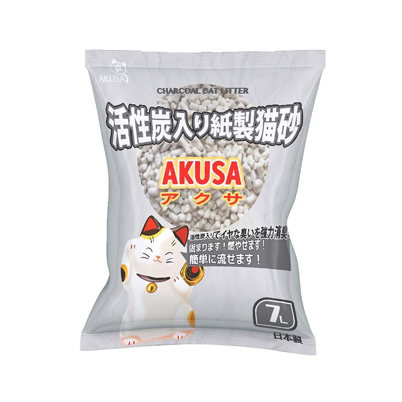 Akusa Activated Carcoal Paper Cat Litter 7L