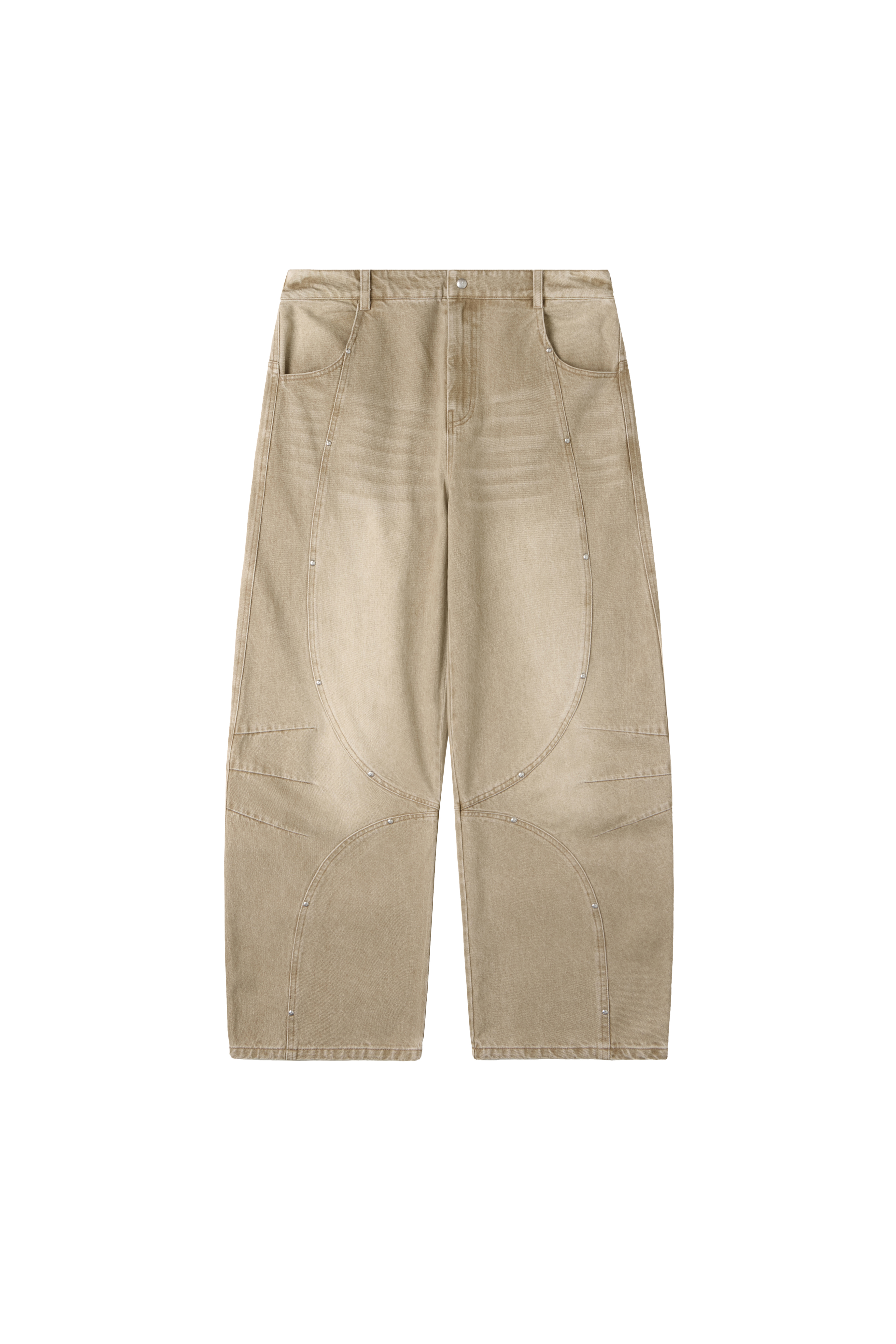 STELLAR SPLICING WILD LEG JEANS - KHAKI