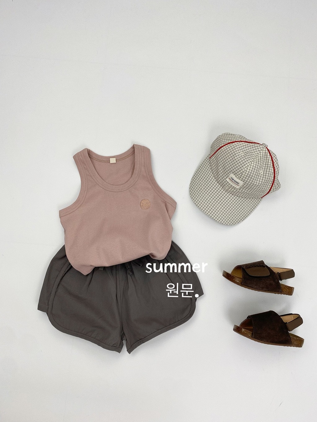 現貨120粉色｜笑臉貼布背心TEE ‎ ༘🍒·˚₊