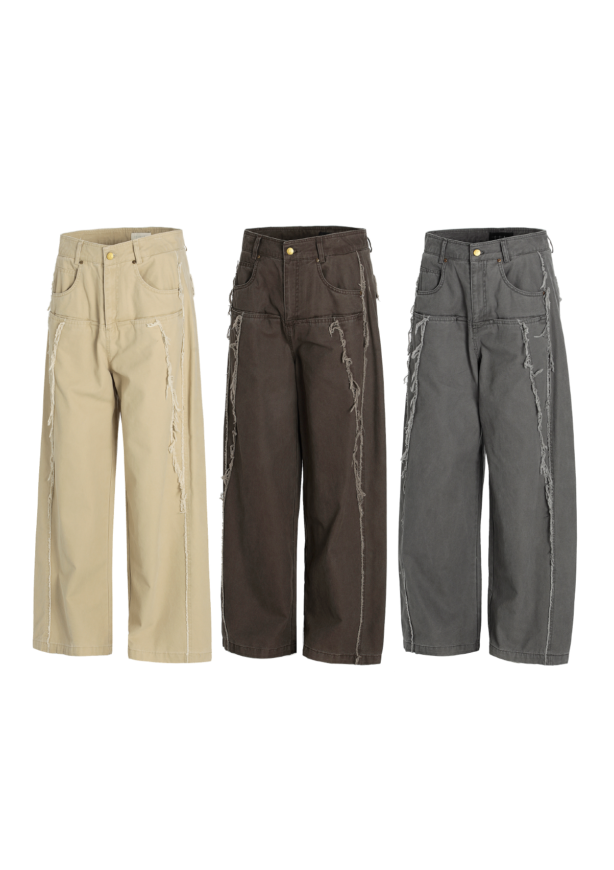 - SIMPLEACTION - 中線毛邊設計工裝褲