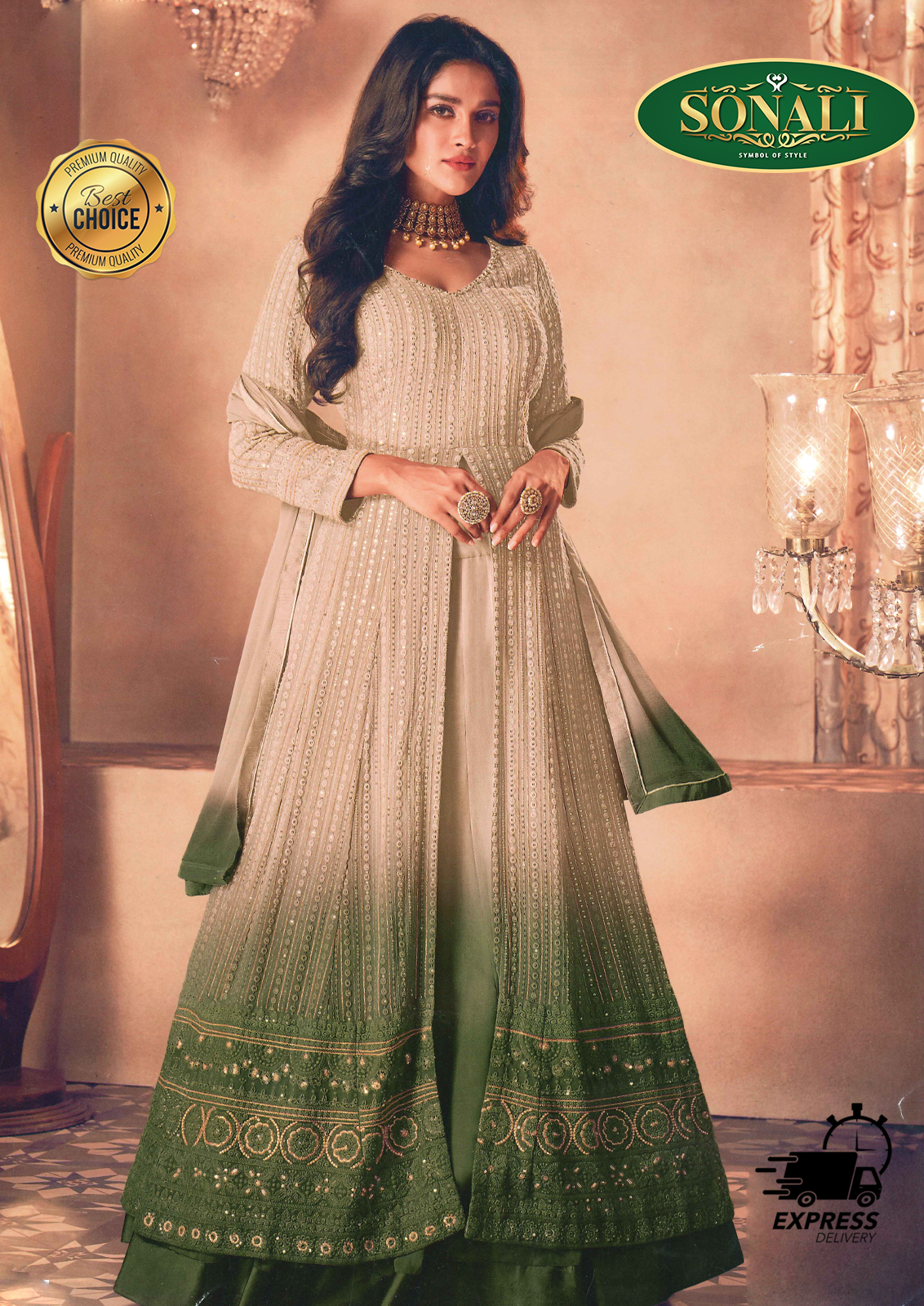 Sonali's Premier Quality Readymade Indo Western Lehenga Collections Free Size - TSD044
