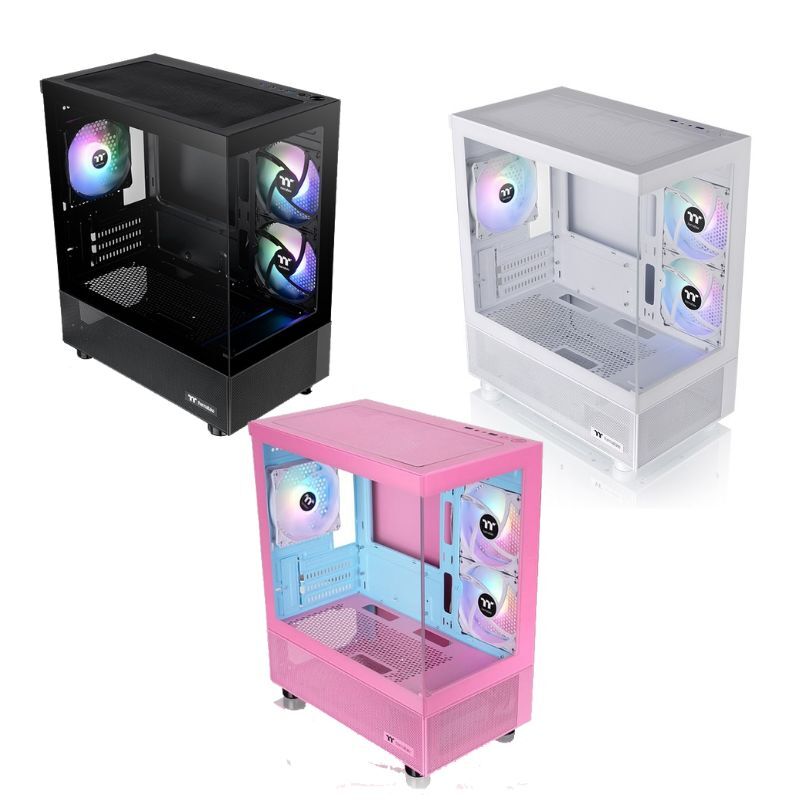 米特3C數位–Thermaltake 曜越 View 170 TG ARGB 全景玻璃透側 黑色/白色/泡泡粉
