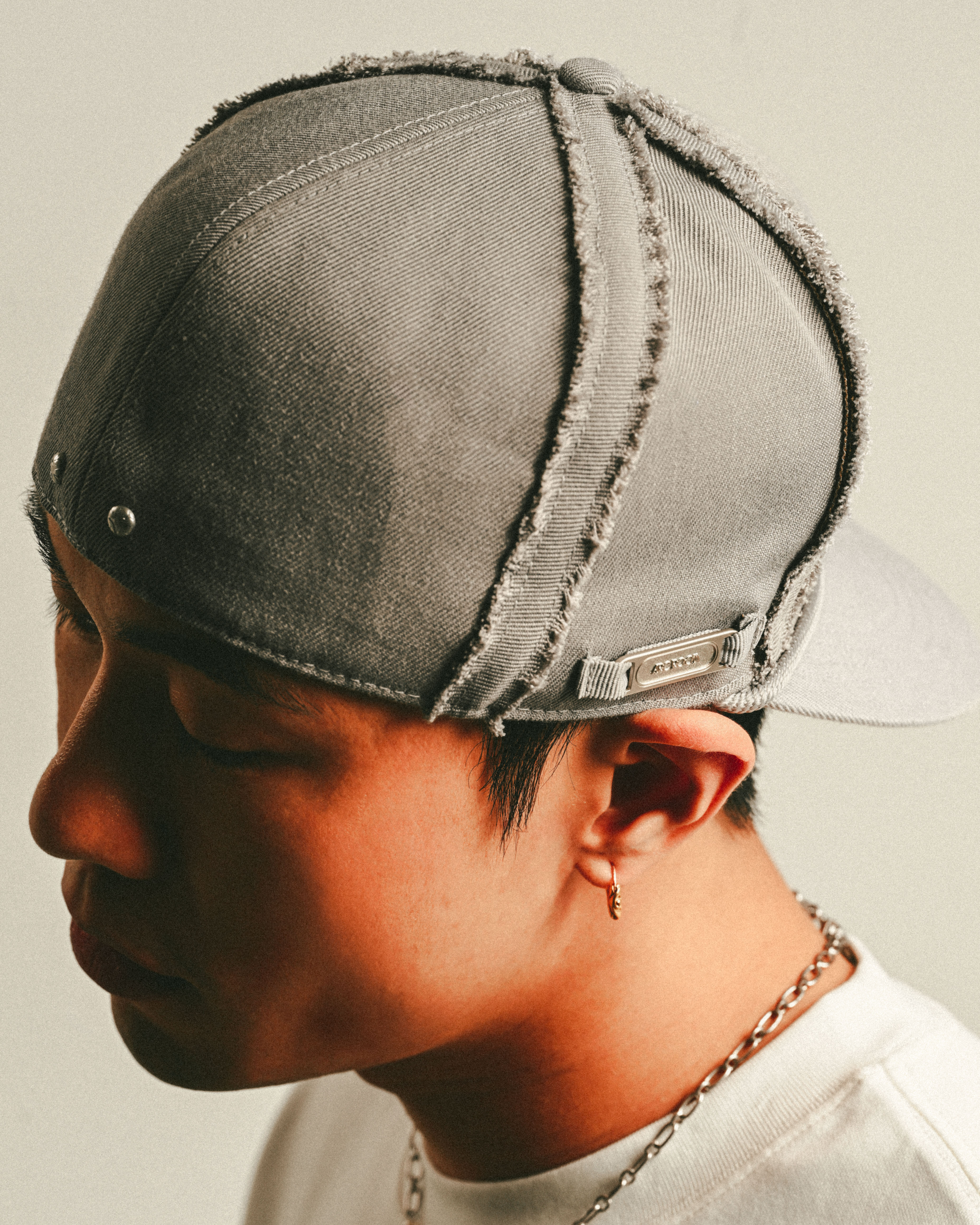 RAW EDGE FITTED ROPE CAP - GREY