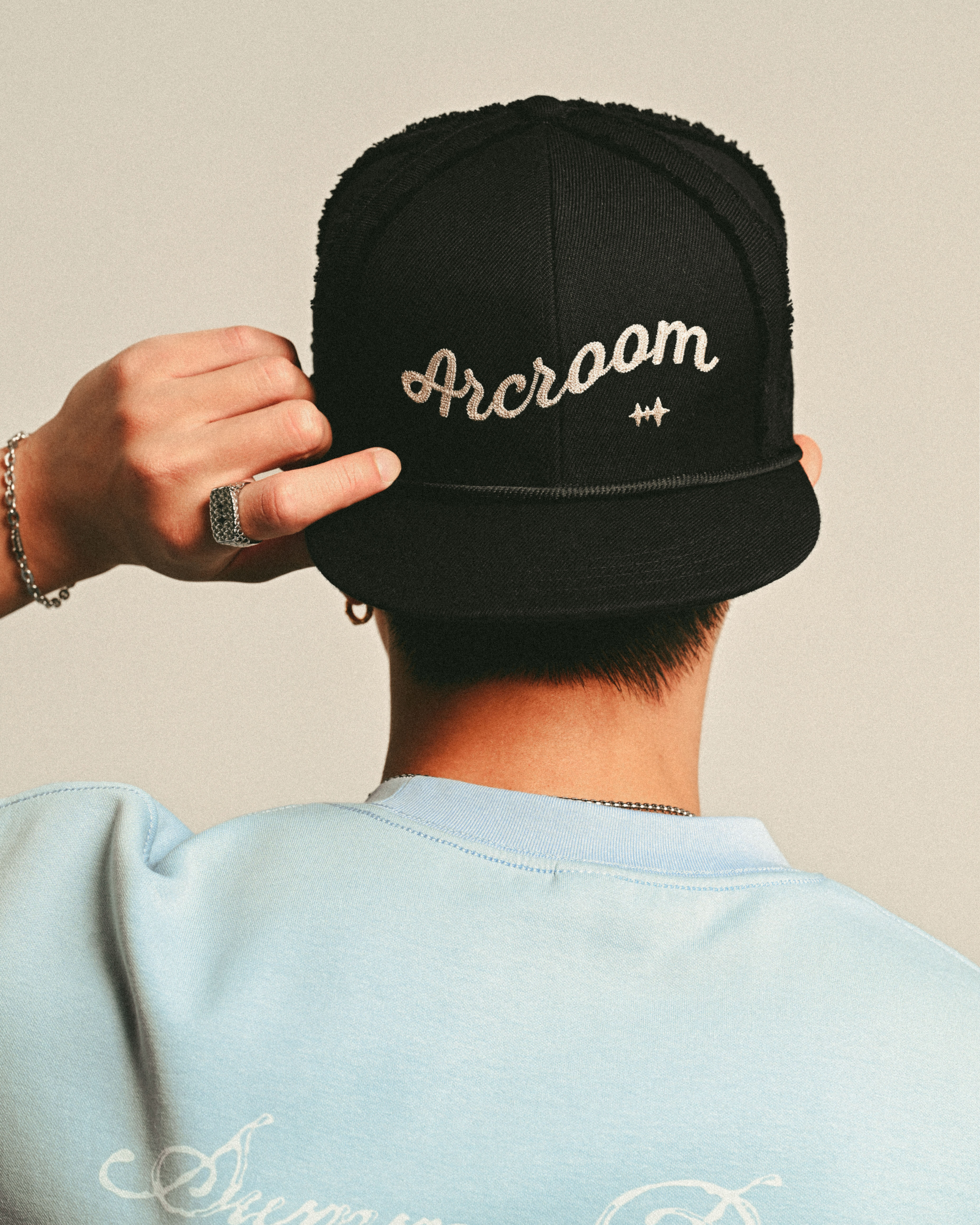 RAW EDGE FITTED ROPE CAP - BLACK