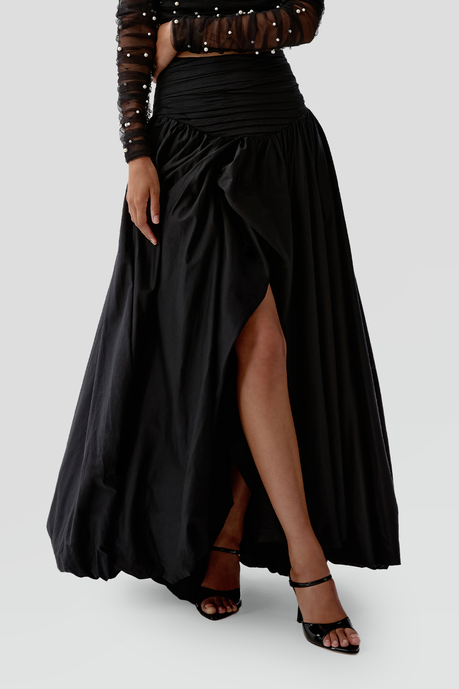 Aje｜VIOLETTE 高腰泡泡裙襬開衩長裙