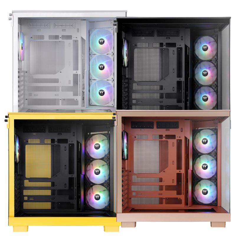 米特3C數位–曜越 View 380 XL TG ARGB 全景玻璃透側中直立式機殼 黑色/白色/鋒芒黃/礫石沙