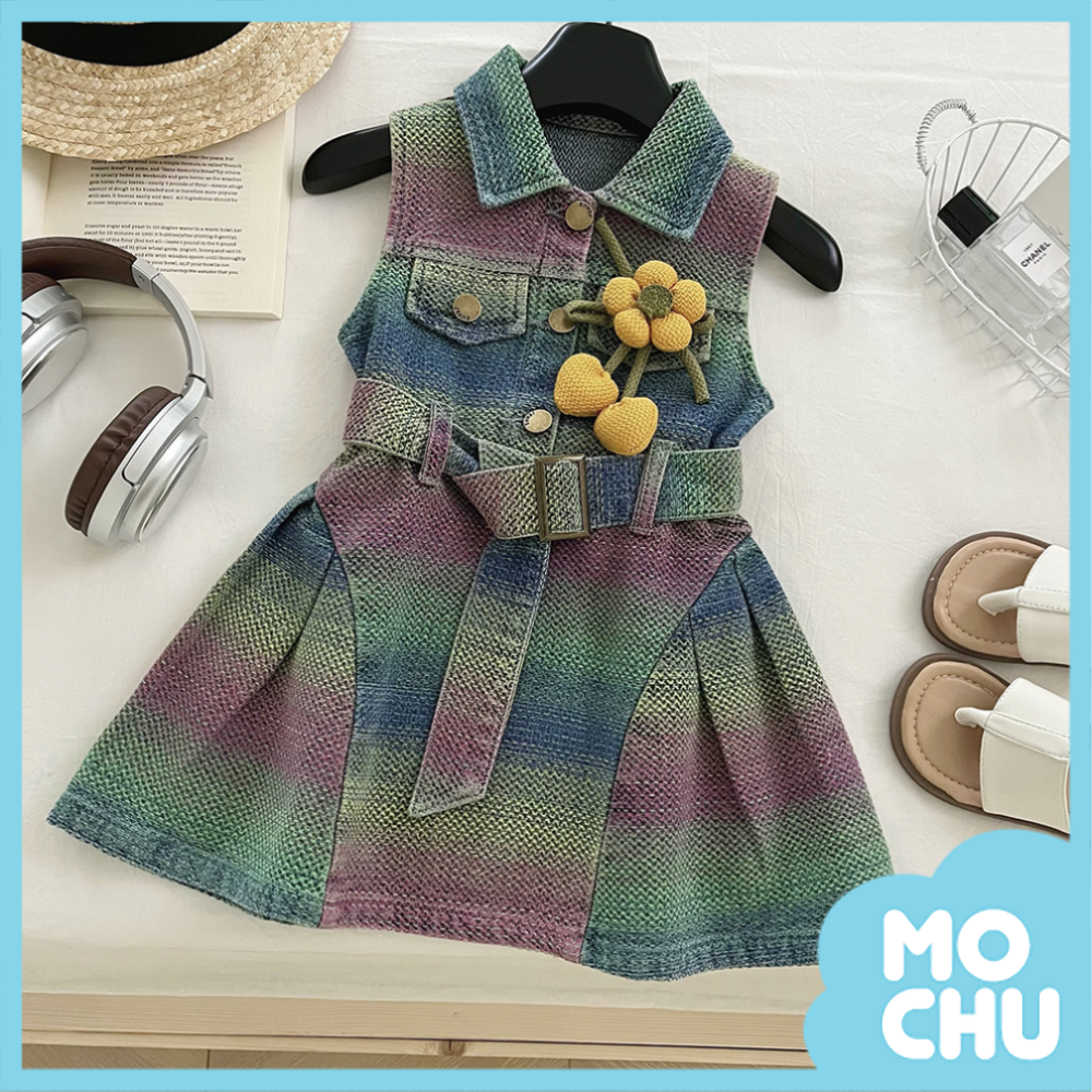 彩色漸層牛仔背心洋裝