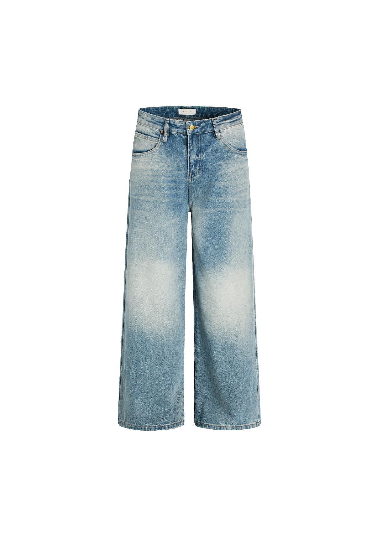 - SIMPLEACTION - 抓痕水洗牛仔直筒褲