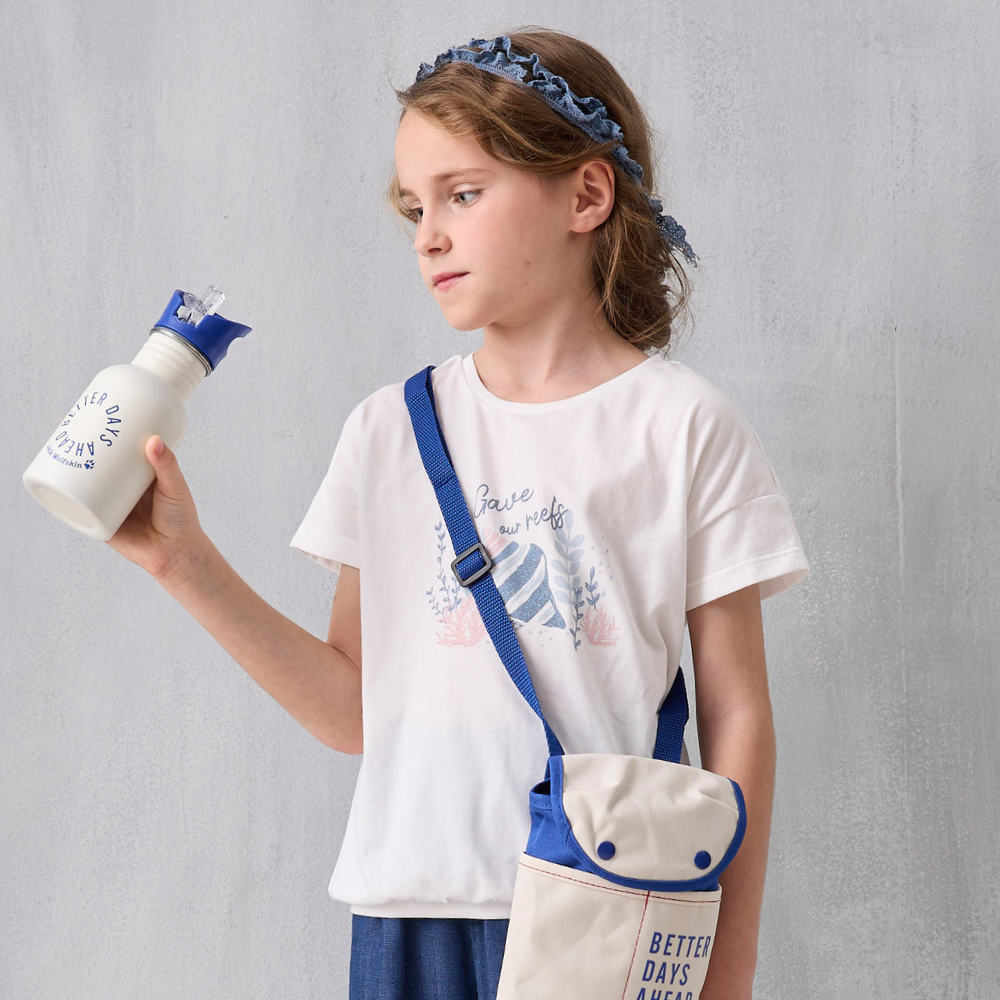 PIPPY優雅海螺印花落肩圓領棉質短袖上衣 米白