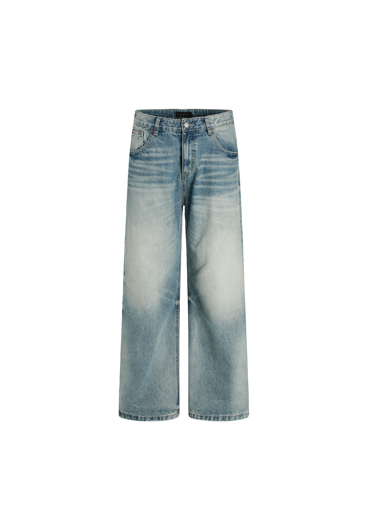 - SIMPLEACTION - 泥色抓板牛仔直筒褲