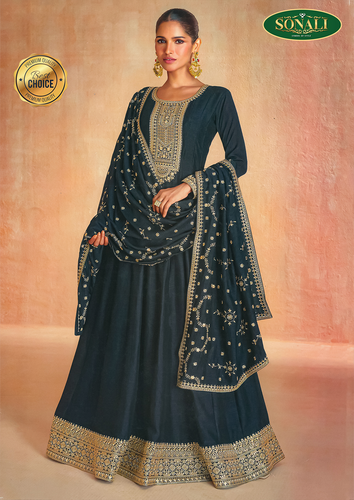 Sonali's Premier Quality Women's Bridal Anarkali Suit Collections Free Size - GW043