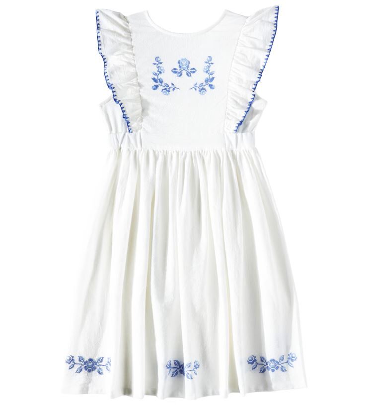 Cera una volta 荷葉邊刺繡洋裝 Nina Dress White