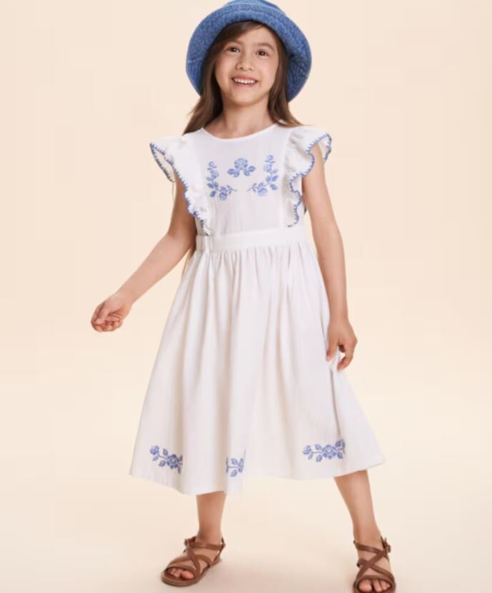 Cera una volta 荷葉邊刺繡洋裝 Nina Dress White