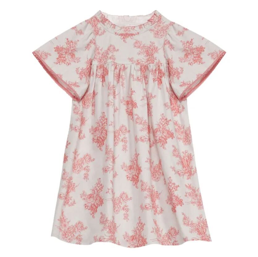 Cera una volta 荷葉領寬袖印花洋裝 Leonidas Dress-Toile De Jouy Pink