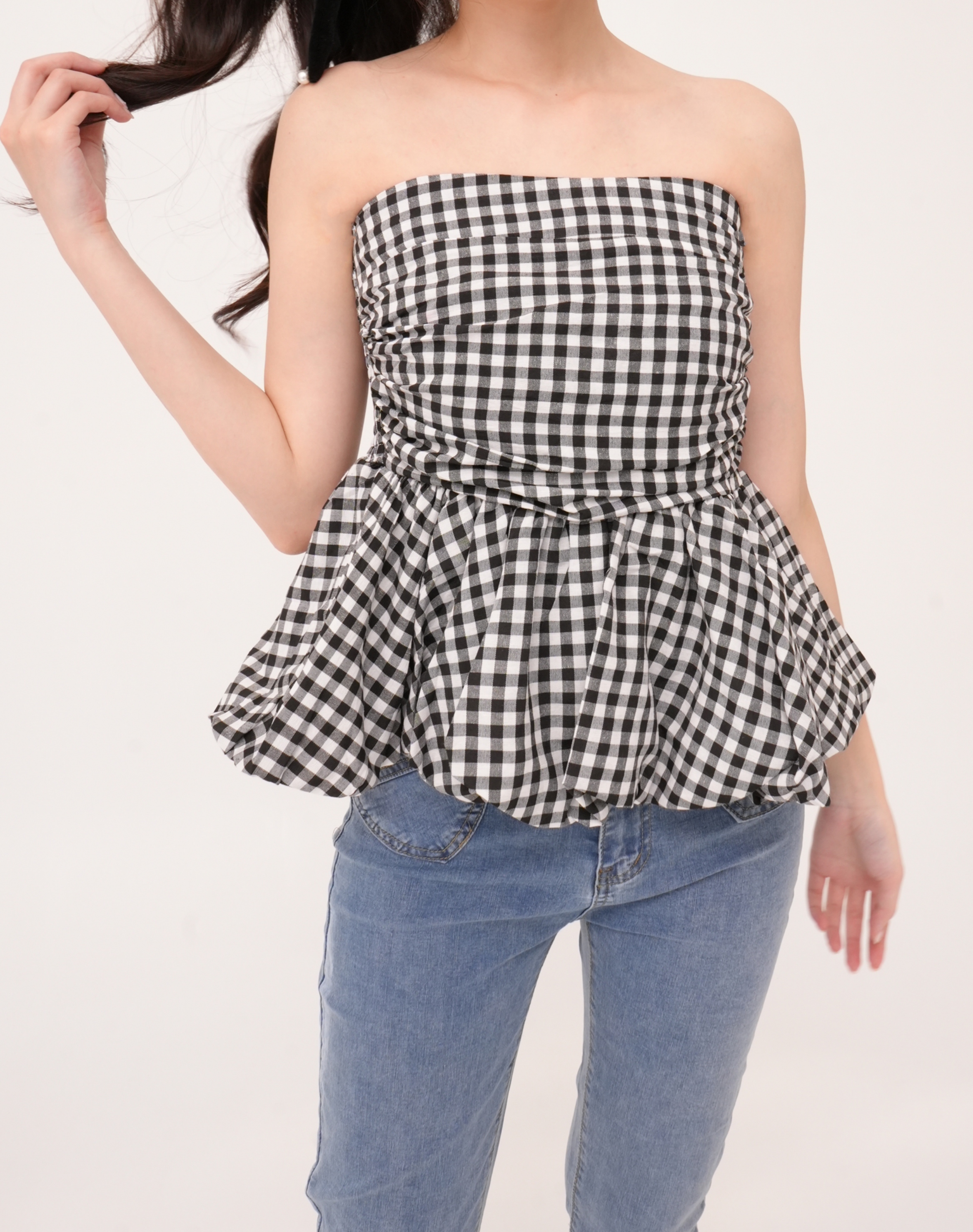 法朵Fado shop｜後鬆緊彈平口背心 1783001 黑 / 格紋