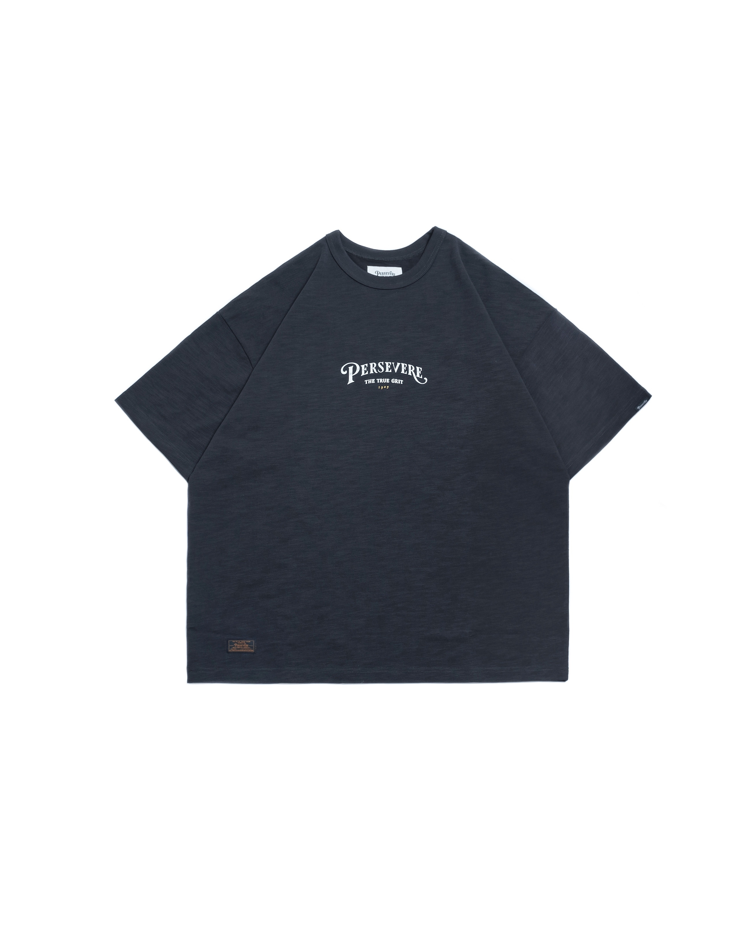 Persevere hand-drawn horseshoe graphic T-shirt  - Charcoal