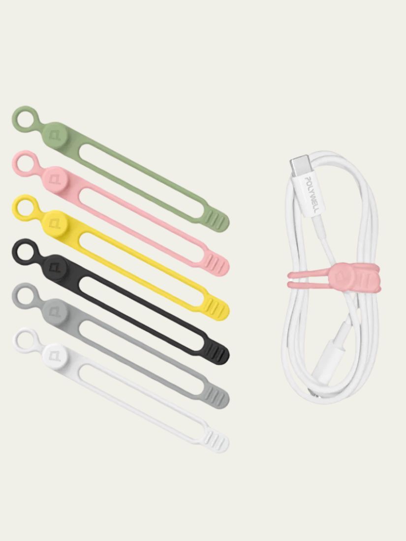 【 POLYWELL 寶利威爾 】矽膠鈕扣型理線器 整線 捲線 繞線 綁線 固定 適用手機充電線 耳機線收納