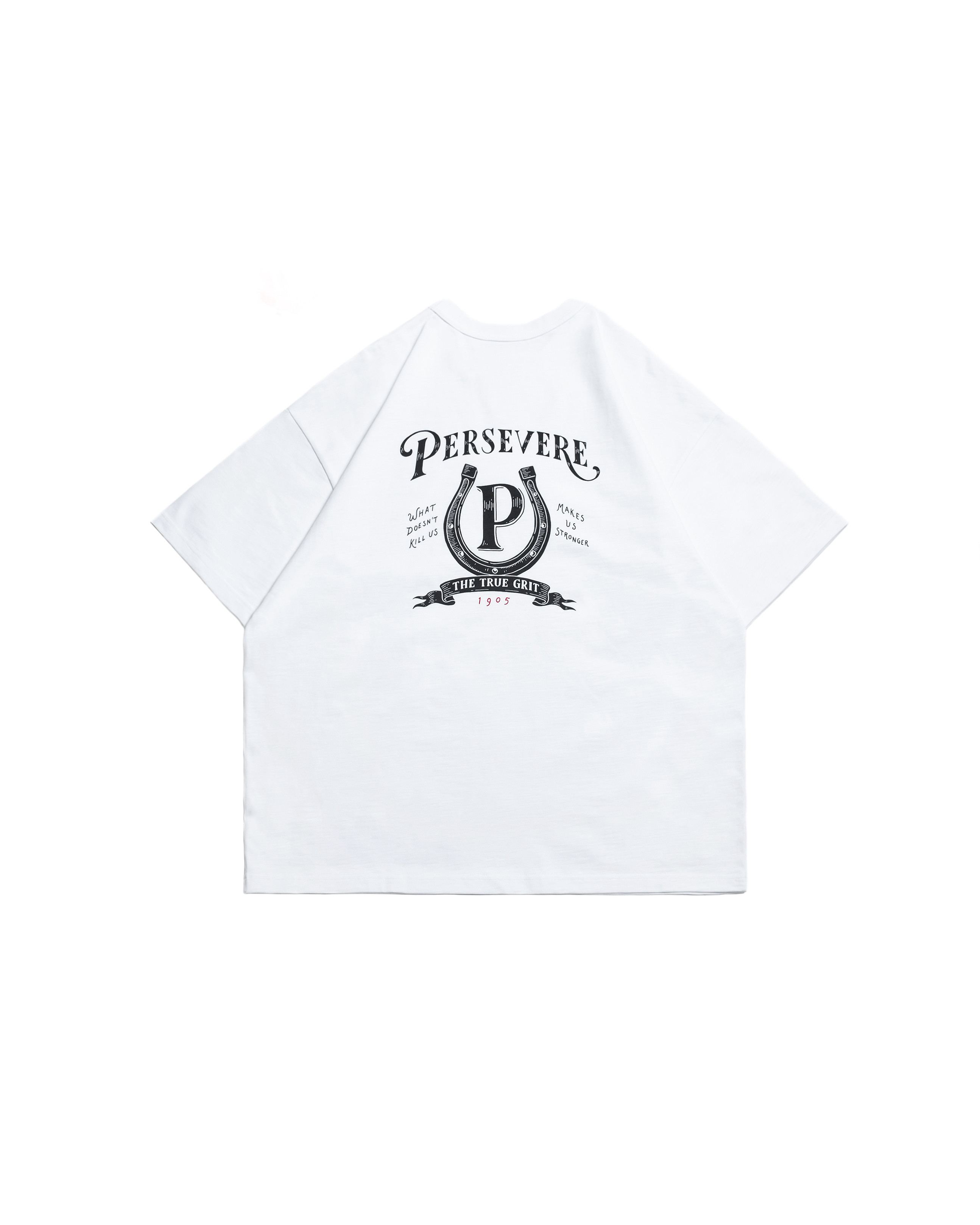 Persevere hand-drawn horseshoe graphic T-shirt  - White