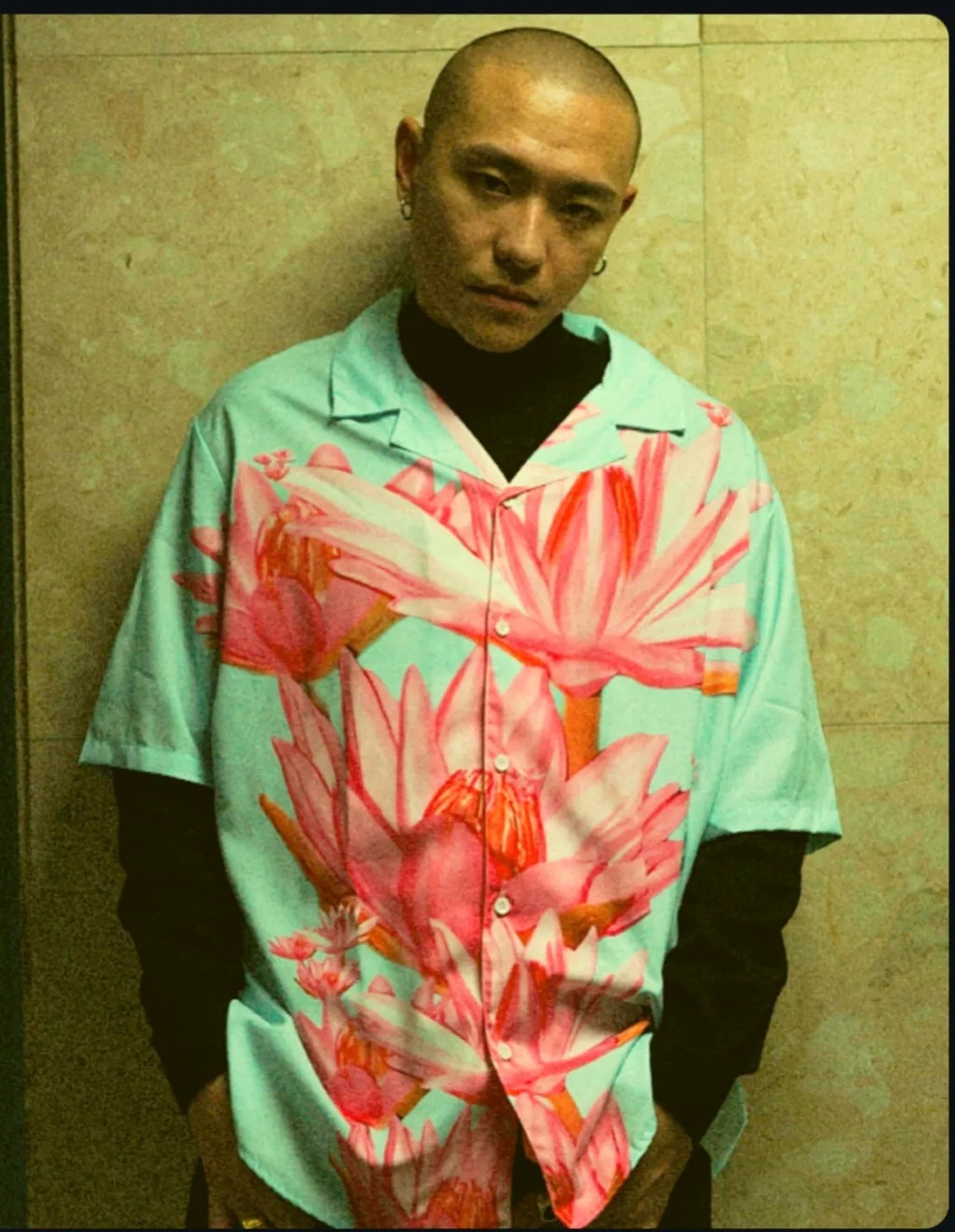 PINHENG 孽子古巴領襯衫（蓮花