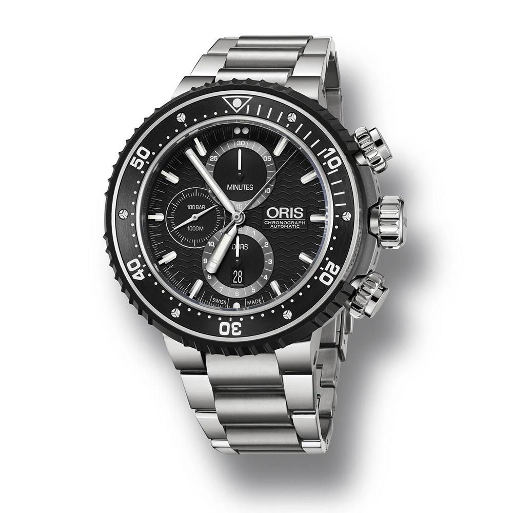 【ORIS 豪利時】PRODIVER系列 01 774 7727 7154-Set 三眼計時 日期顯示 夜光 鈦金屬 機械 手錶