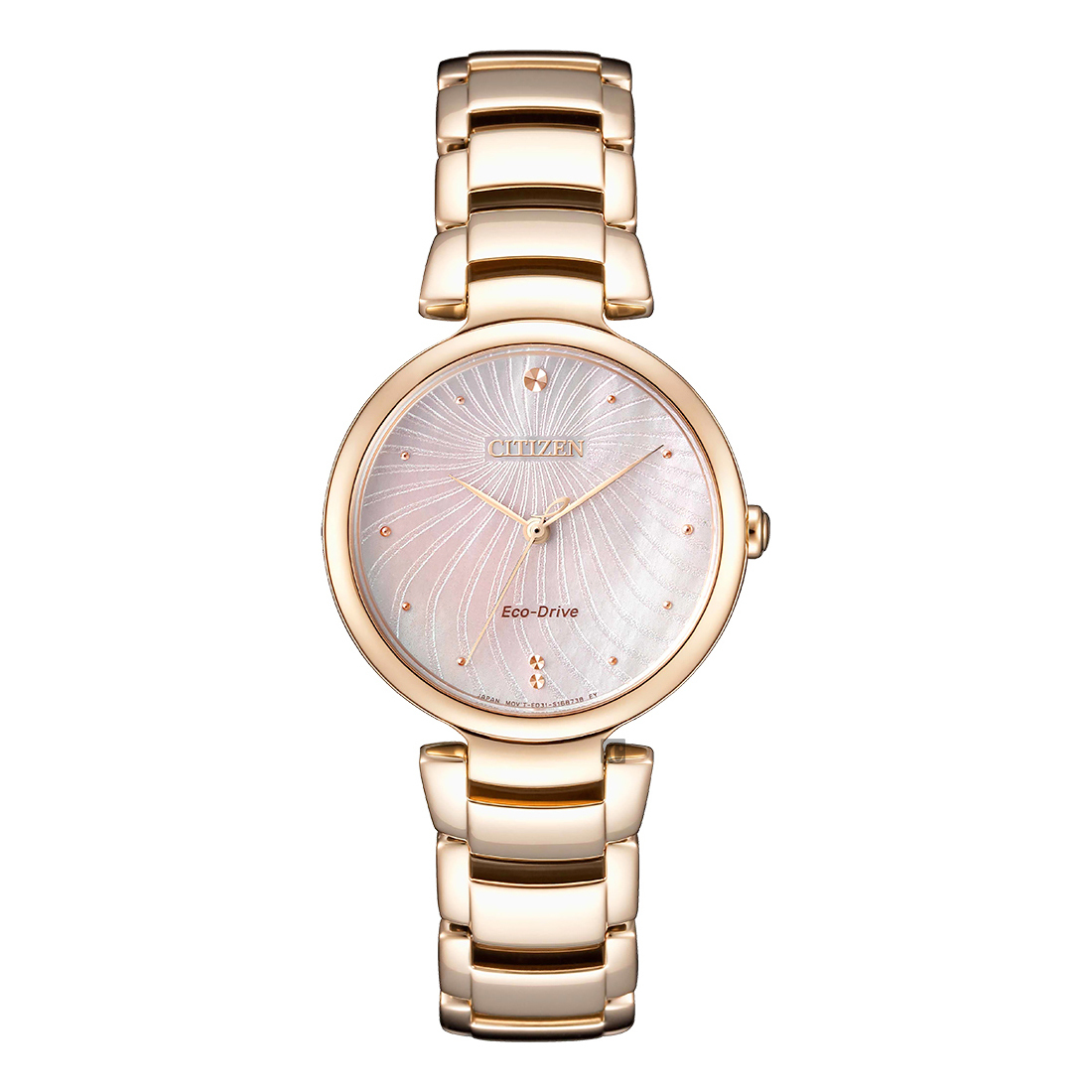 【Citizen 星辰】EM0853-81Y 光動能 珍珠貝殼錶盤 玫瑰金電鍍 不鏽鋼 石英 手錶