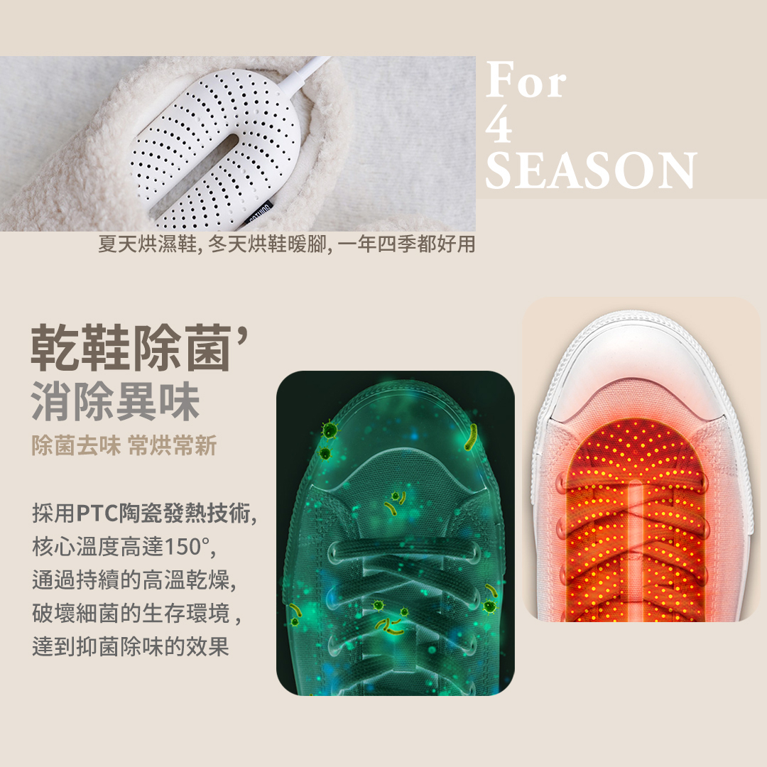 冬天暖鞋暖襪、梅雨烘襪/烘鞋/烘手套、還能烘鞋櫃防霉除臭