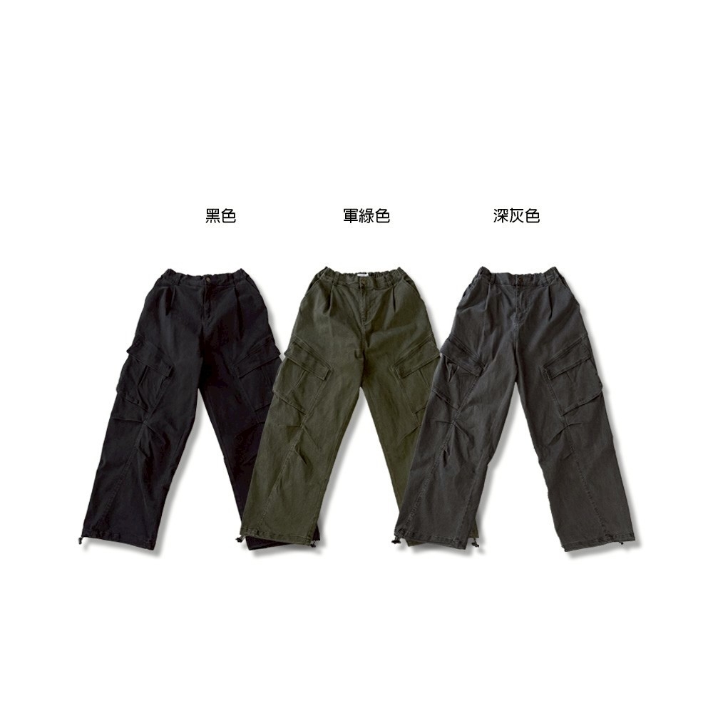 街頭寬版水洗工裝褲 68906