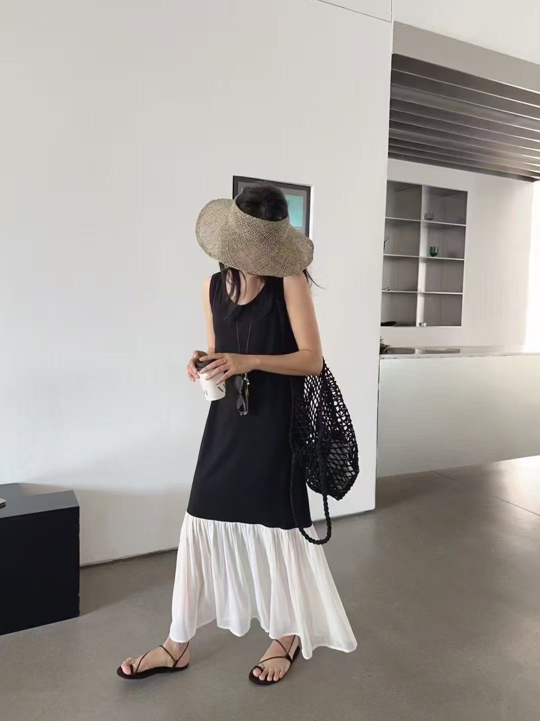 洋裝丨優雅滿分拼接背心洋裝