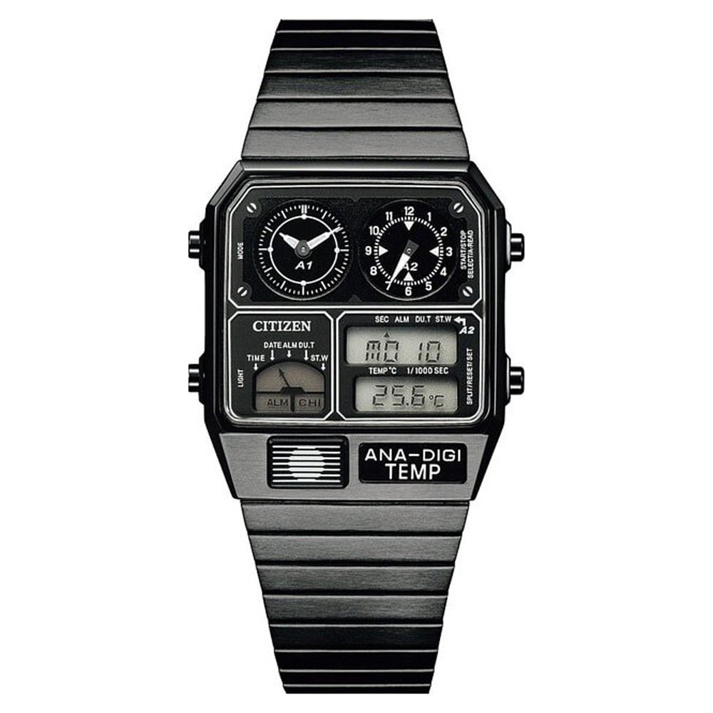 【Citizen 星辰】JG2101-78E/JG2105-93E 星期與日期顯示 24小時制顯示 碼錶計時 不鏽鋼 溫度計功能 電子 手錶