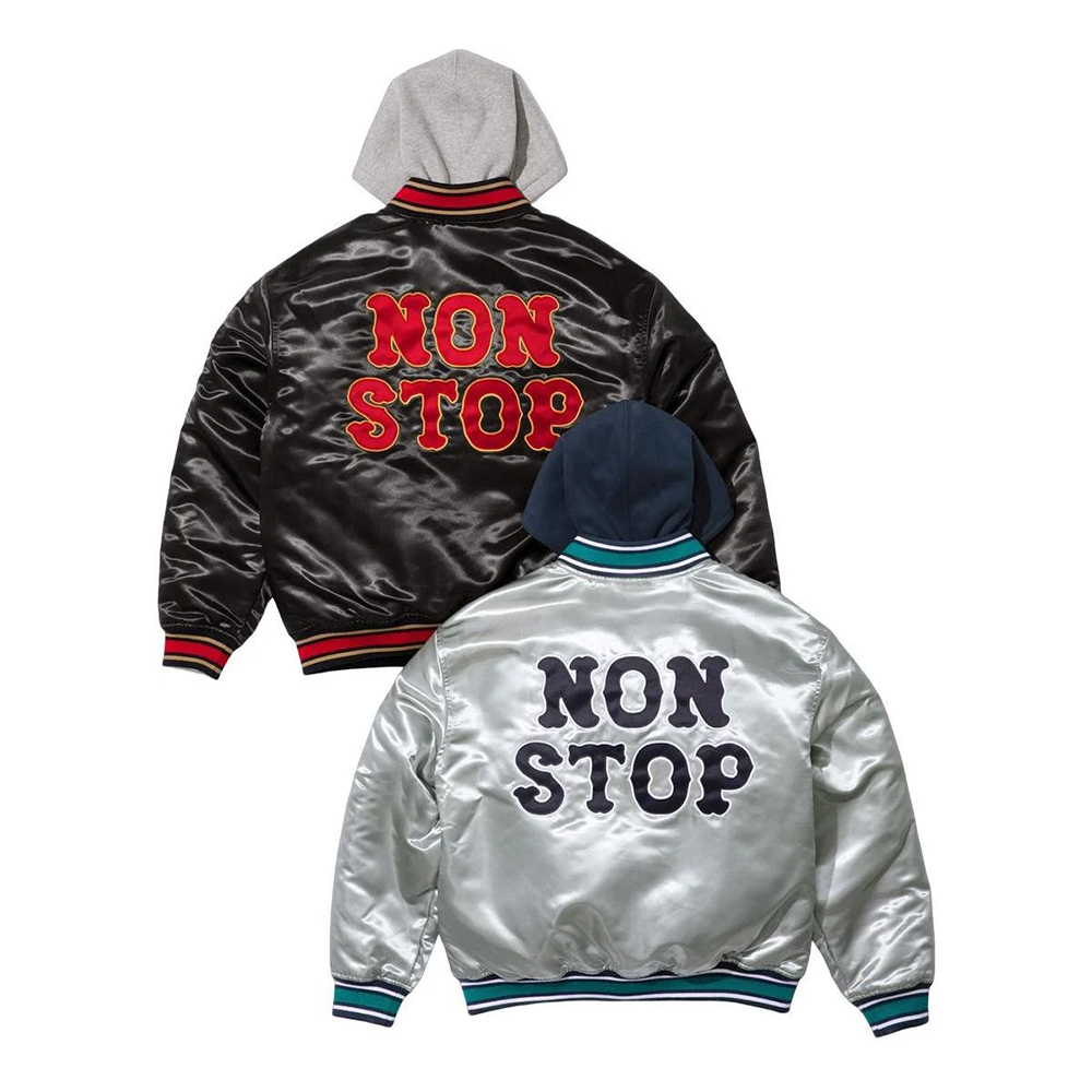 Supreme 25ss Week12 Homerun Satin Hooded Varsity Jacket 全壘打 NONSTOP 棒球外套 連帽外套
