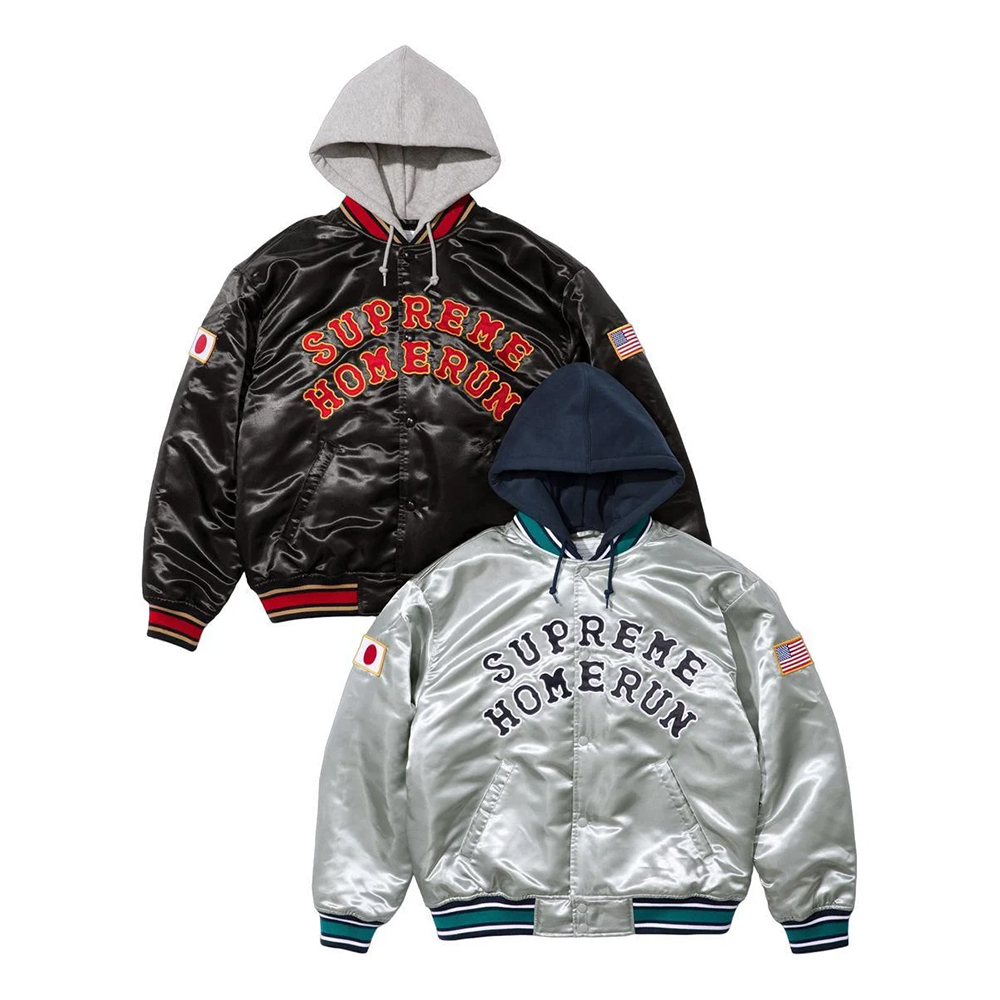 Supreme 25ss Week12 Homerun Satin Hooded Varsity Jacket 全壘打 NONSTOP 棒球外套 連帽外套
