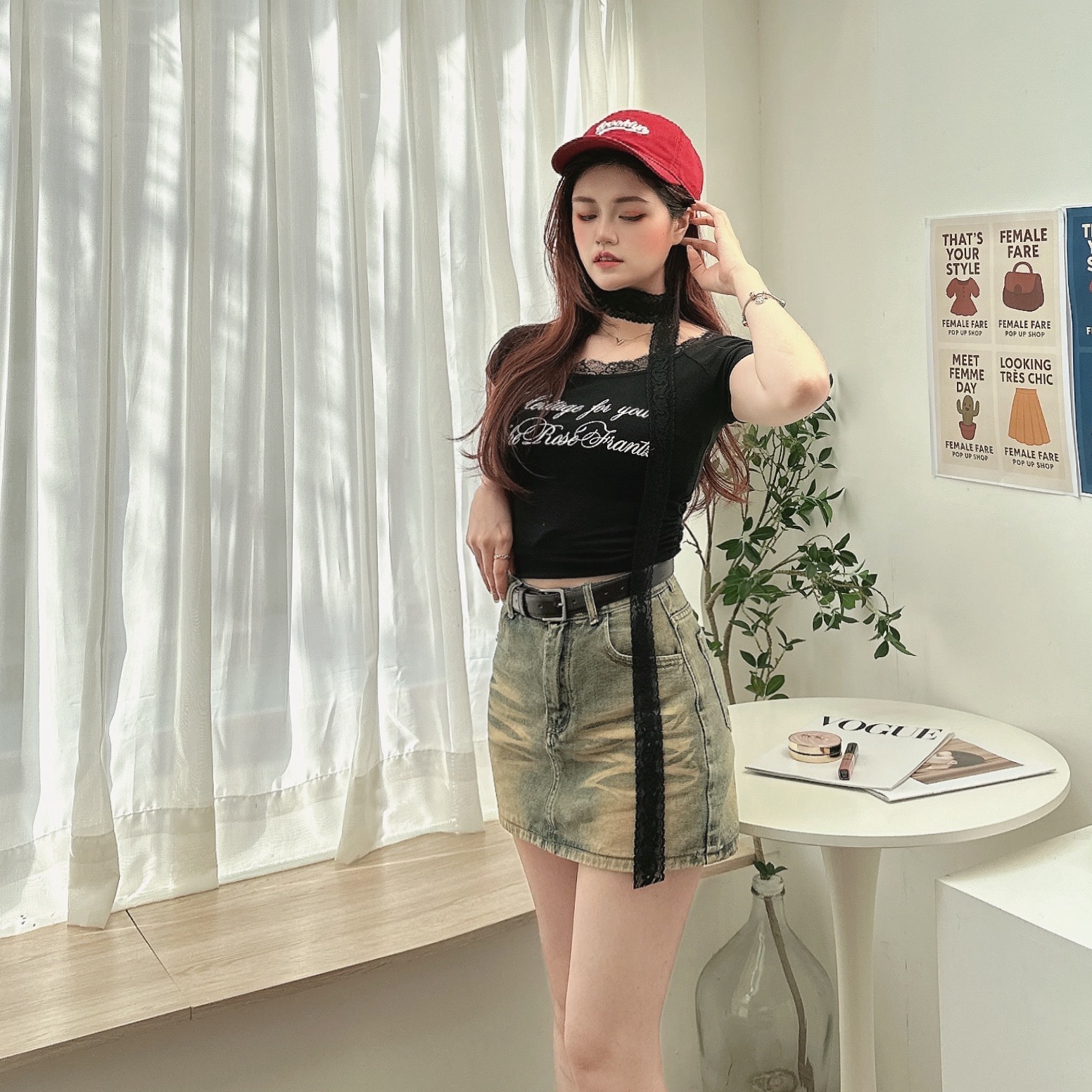 Y2K復古牛仔短裙(附皮帶)/二色