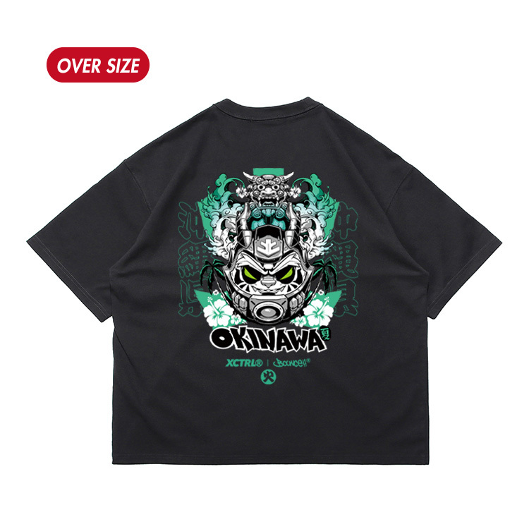 XCTRL® x BOUNCE 沖繩夏達摩龍寬版短T-黑