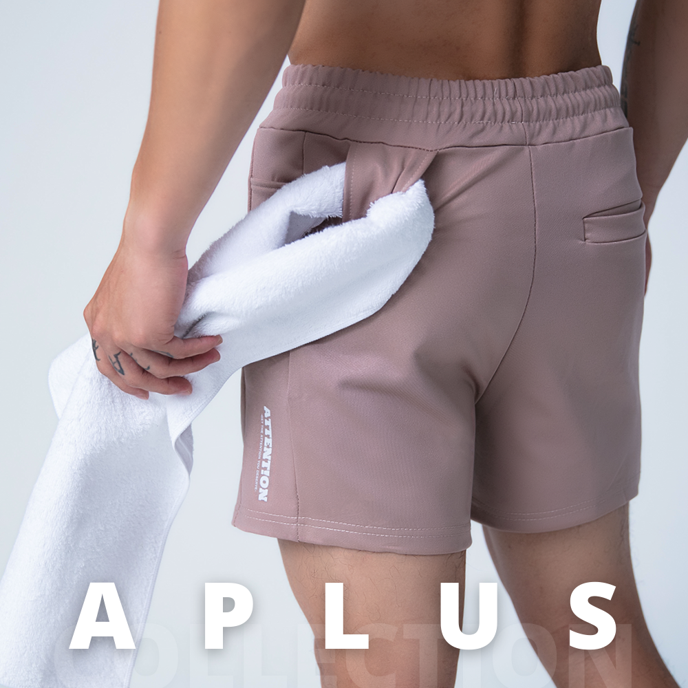 【淺咖啡色】A+機能健身短褲