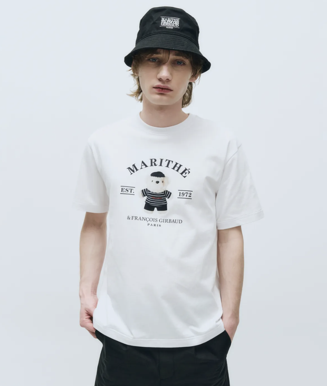 兼用カップルTシャツ【MARITHE】DOODLE BEAR IMAGE GRAPHIC TEE ☆Marithe + Francois Girbaud☆ DOODLE BEAR IMAGE GRAPHIC TEE