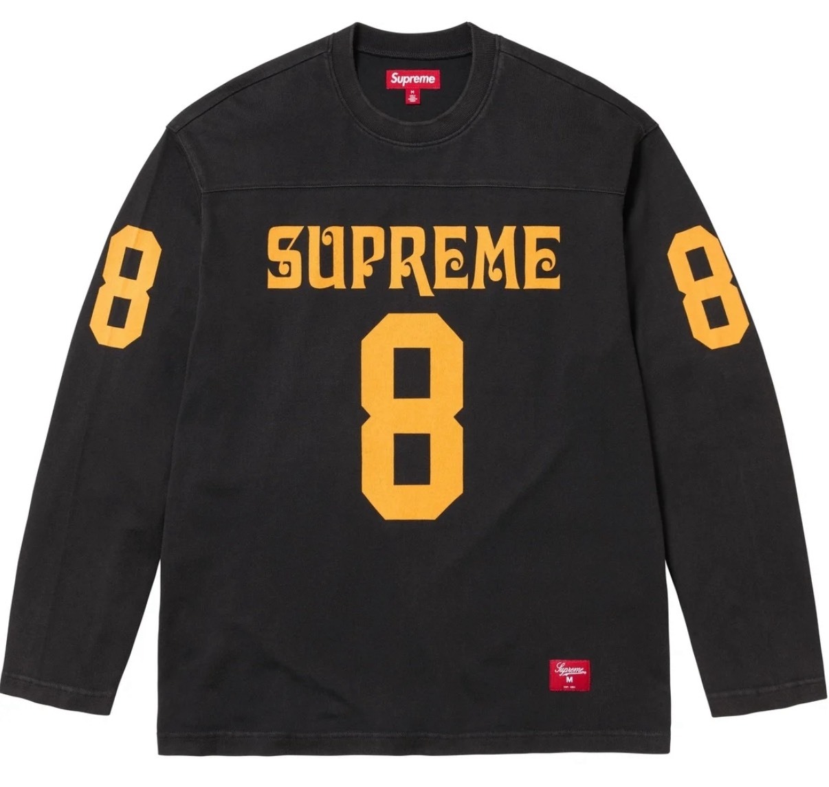 Supreme 數字Logo長袖足球衣-黑色