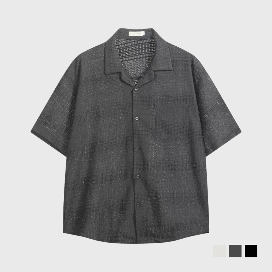 自訂款 民族簍空短袖襯衫