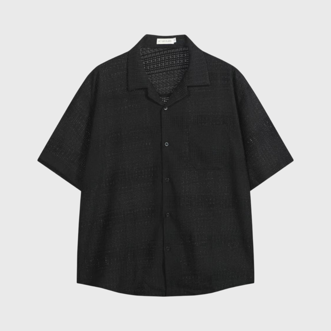 自訂款 民族簍空短袖襯衫