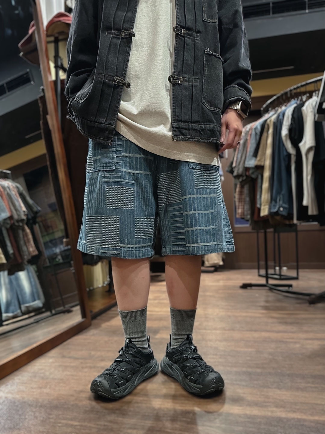 幾何織紋漫遊短褲