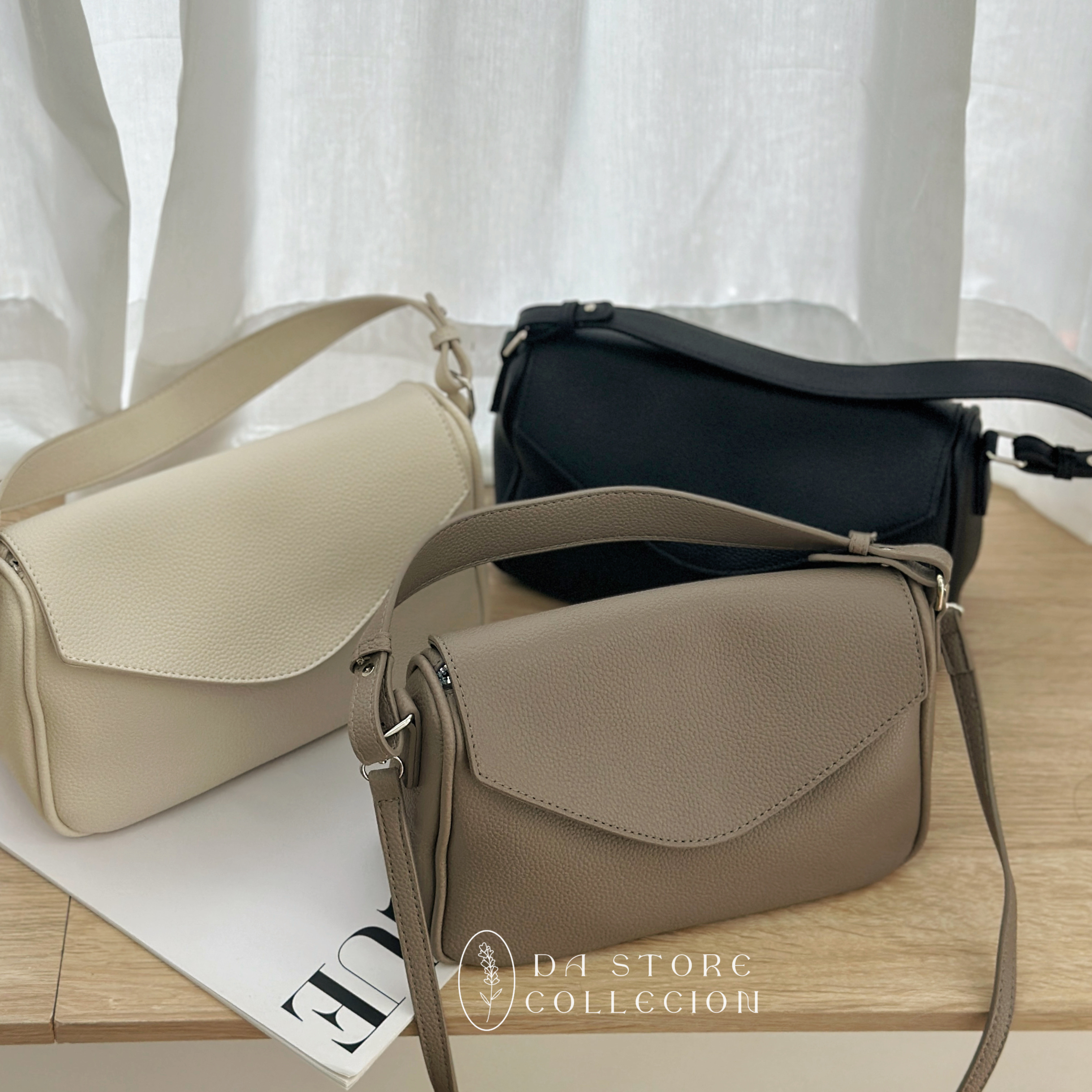 高級荔枝紋小方包/三色