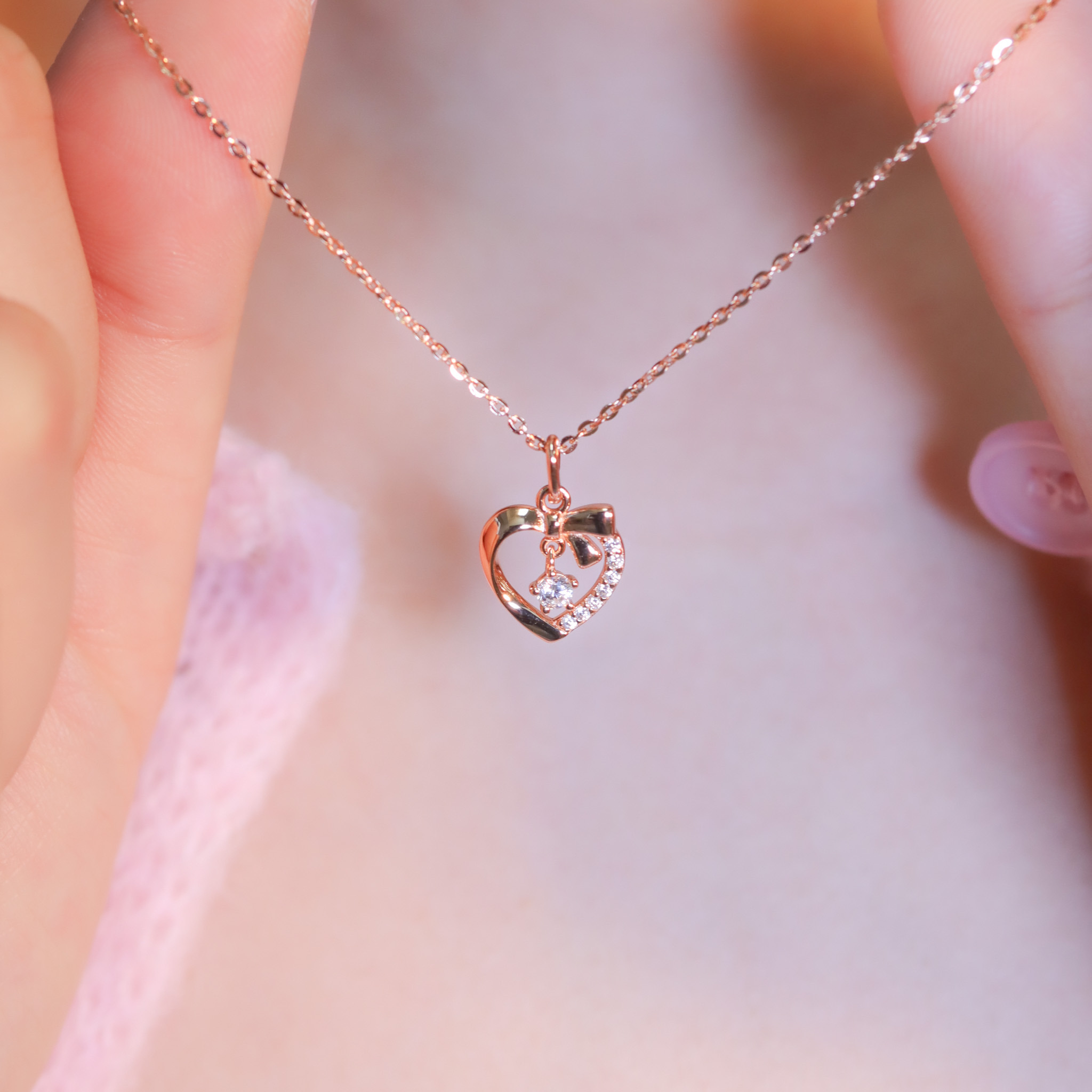 | 925純銀・厚鍍玫瑰金 | 最甜的愛意項鍊 | NE1392 |